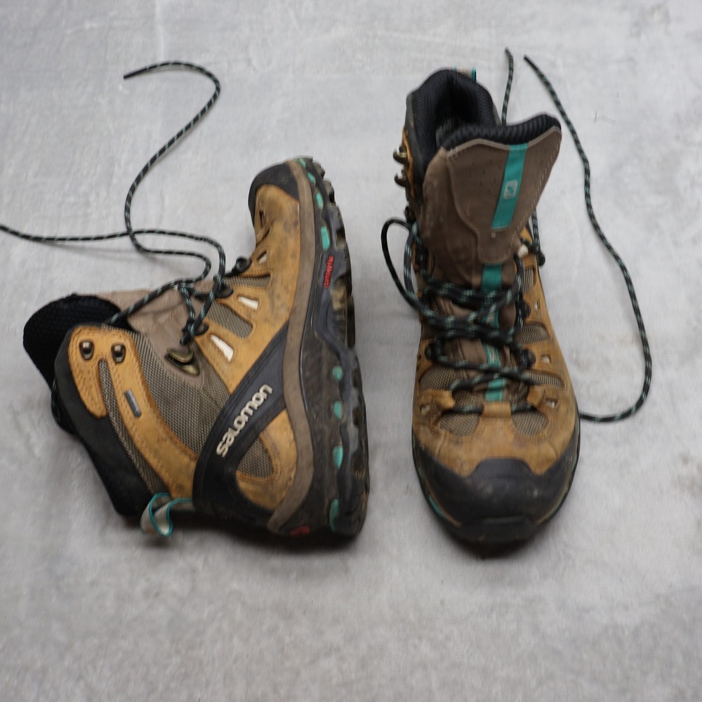 Salomon Womens 8.5 Hiking Boots Brown Quest 4D Goretex Ortholite Hiking Trail